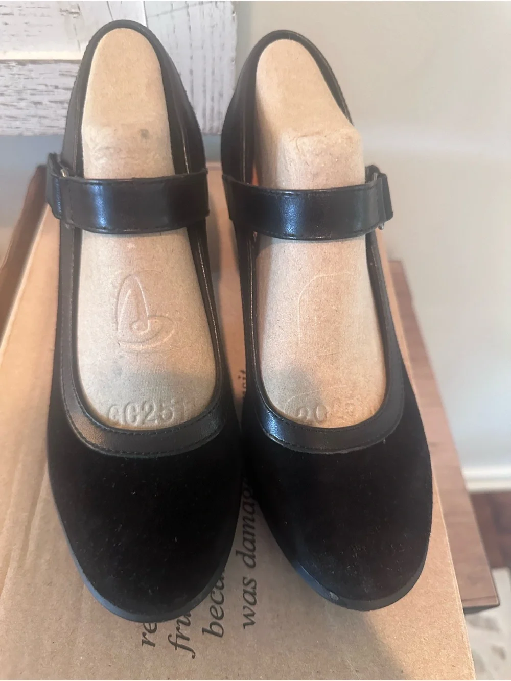 Black Mary Jane Block Heel Women's Shoes 6.5
